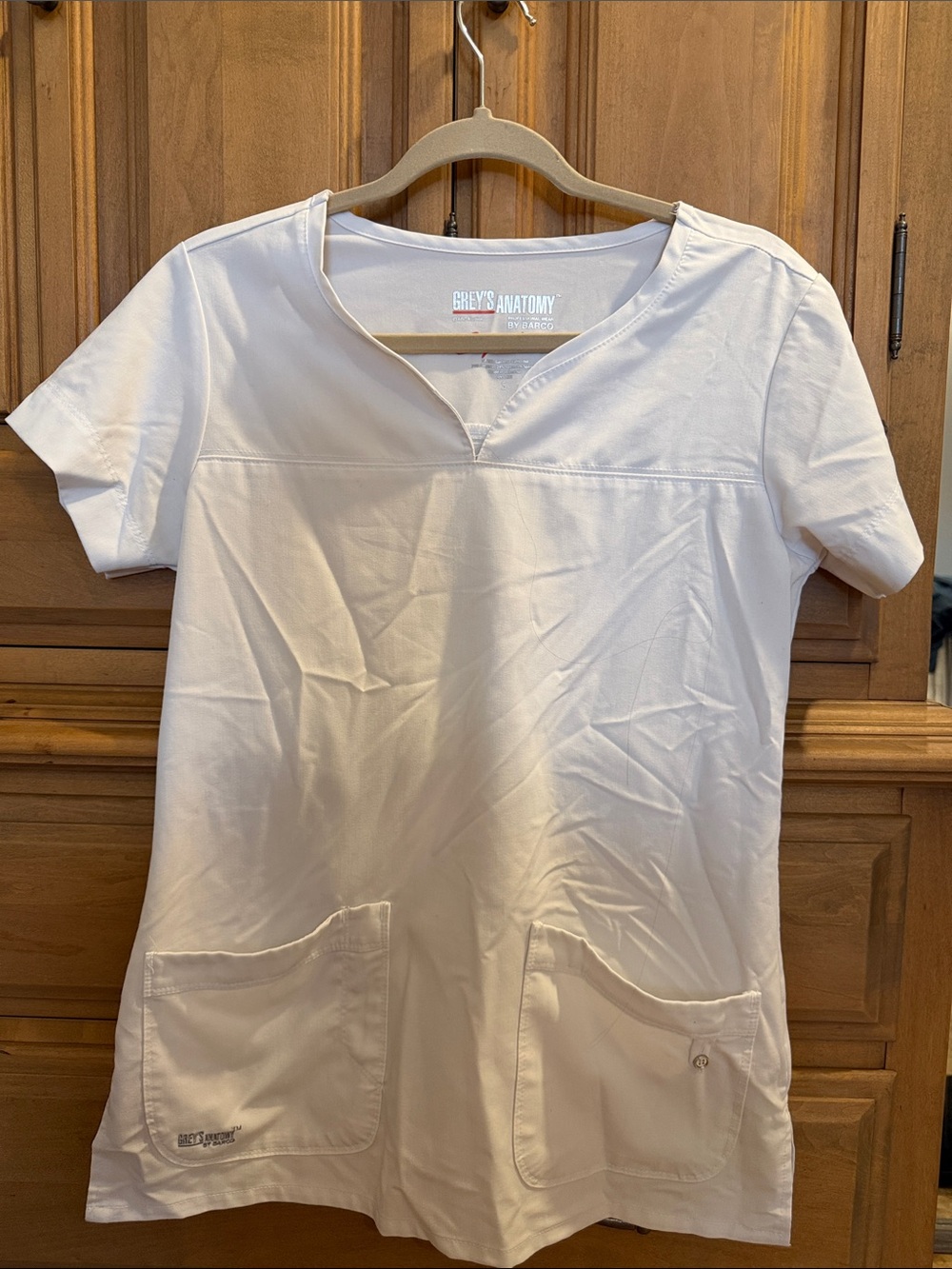Grey's Anatomy White V-Neck Short Sleeve Scrub Top